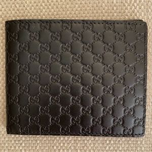 Gucci Mens GG Guccissima Bifold Wallet Card Case